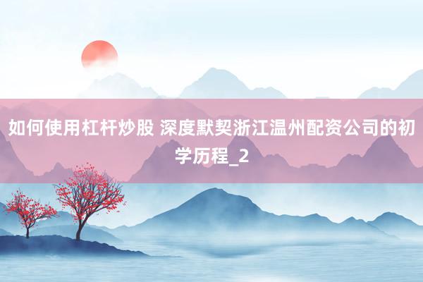 如何使用杠杆炒股 深度默契浙江温州配资公司的初学历程_2