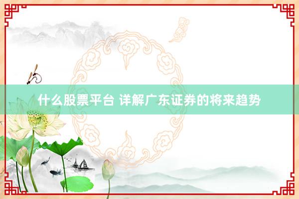 什么股票平台 详解广东证券的将来趋势