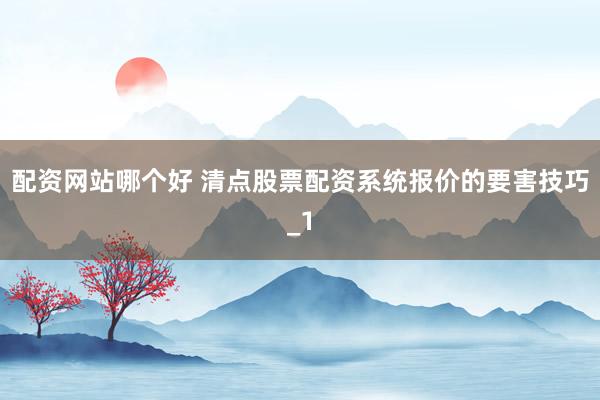 配资网站哪个好 清点股票配资系统报价的要害技巧_1